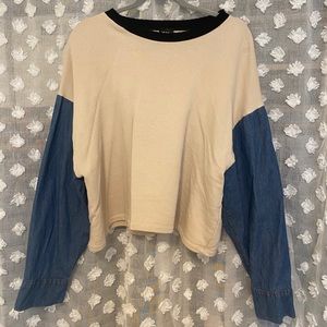 Zara Cropped Sweater with Jean Sleeves